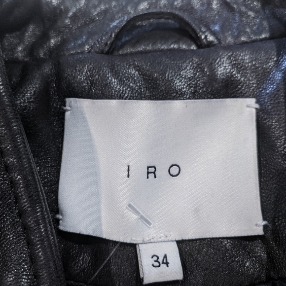 HP!✨$1500+ IRO💌💯Leather Zaki Belt Jacket Black - Picture 4 of 8